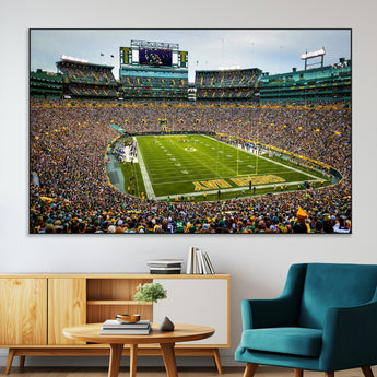 96617112-MGV-CV-36X24-Lambeau Field Wall Art – Green Bay Packers NFL Football Stadium Canvas Print – Game Day Crowd Sports Decor for Man Cave, Bar, or