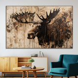83505059-MGV-CV-36X24-Majestic Moose Wall Art – Rustic Animal Canvas Painting – Wilderness Wildlife Decor with Earthy Tones for Cabin, Lodge, Farmhouse,