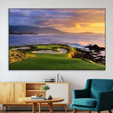 39644075-MGV-CV-36X24-Golf Course Wall Art – Coastal Sunset Canvas Print, Scenic Oceanfront Fairway Landscape Decor for Office, Man Cave, or Living Room