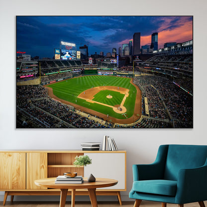 68222753-MGV-CV-36X24-Baseball Stadium Wall Art – Panoramic Night Game Canvas Print, Sports Decor for Man Cave, Office, Bar, or Living Room