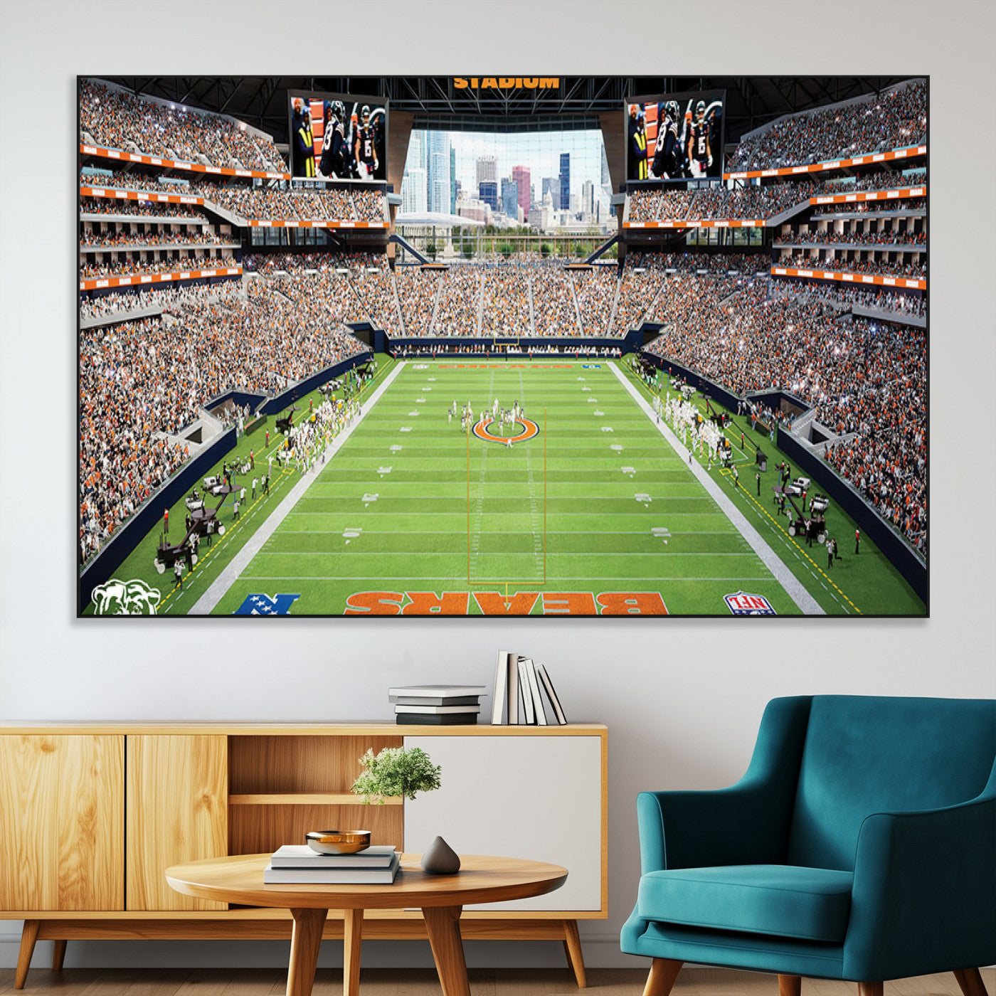 76935553-MGV-CV-36X24-Football Stadium Wall Art – Panoramic Game Day Canvas Print, Sports Decor for Man Cave, Office, Bar, or Living Room