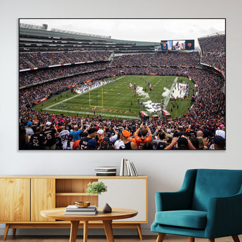 18347149-MGV-CV-36X24-Soldier Field Wall Art – Chicago Bears Football Stadium Canvas Print, Game Day Sports Decor for Man Cave, Bar, Office, or Living