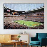 32530647-MGV-CV-36X24-Chicago Bears Stadium Wall Art – Futuristic Dome Arena Canvas Print, Modern Football Concept Design Decor for Man Cave, Bar, or