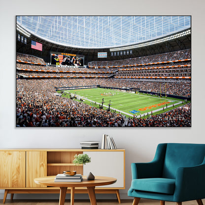 32530647-MGV-CV-36X24-Chicago Bears Stadium Wall Art – Futuristic Dome Arena Canvas Print, Modern Football Concept Design Decor for Man Cave, Bar, or
