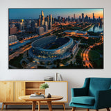 36690345-MGV-CV-36X24-Soldier Field Wall Art – Chicago Bears Stadium Aerial Night Canvas Print, City Skyline Football Decor for Living Room, Office, or