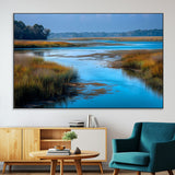 26300004-SEG-FC-51X34_Oversize-Tranquil Marshland Canvas Wall Art – Blue Water, Reflective Sky, Golden Grasses, Calm Nature Landscape, Scenic Outdoor Beauty for