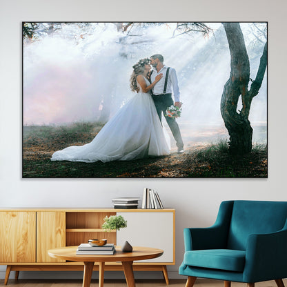 CSTM913-MGV-CV-36X24-Framed Wedding Canvas Print - Custom Wall Art Keepsake for Couples, Elegant Home Decoration Gift, Create Your Own Photo Canvas