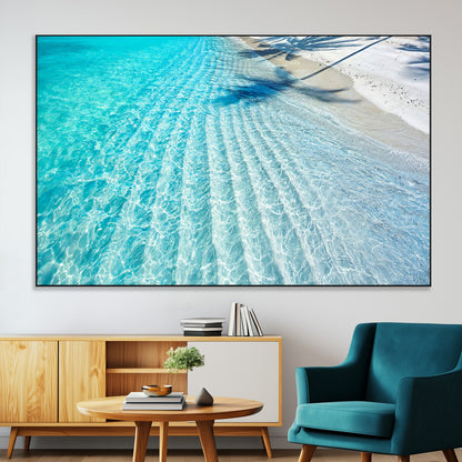 68127042-MGV-CV-36X24-Beach Wall Art – Tropical Ocean Canvas Print, Clear Water and White Sand Photography Decor for Bedroom, Living Room, Office,