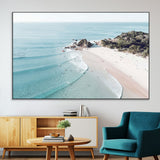 79395467-MGV-CV-36X24-Coastal Wall Art – Aerial Beach Canvas Print, Ocean Waves and Sandy Shore Photography Decor for Bedroom, Living Room, Office,