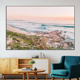 27332135-MGV-CV-36X24-Coastal Sunset Wall Art – Ocean Waves and Rocky Shore Canvas Print, Scenic Seaside Photography Decor for Bedroom, Living Room,