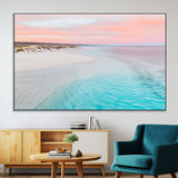 41613614-MGV-CV-36X24-Beach Sunset Wall Art – Pastel Ocean Canvas Print, Turquoise Water and Pink Sky Photography Decor for Bedroom, Living Room, Office