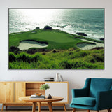 48473947-MGV-CV-36X24-Ocean Golf Course Wall Art – Panoramic Green Fairway Canvas Print, Coastal Golf Landscape Photography Sports Decor for Office, Man