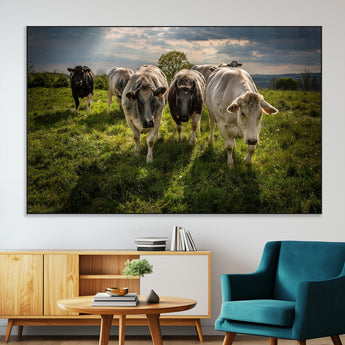 67277447-MGV-CV-36X24-Farmhouse Wall Art – Herd of Cows Canvas Print, Rustic Country Pasture Photography Decor for Bedroom, Living Room, Office, Ranch,