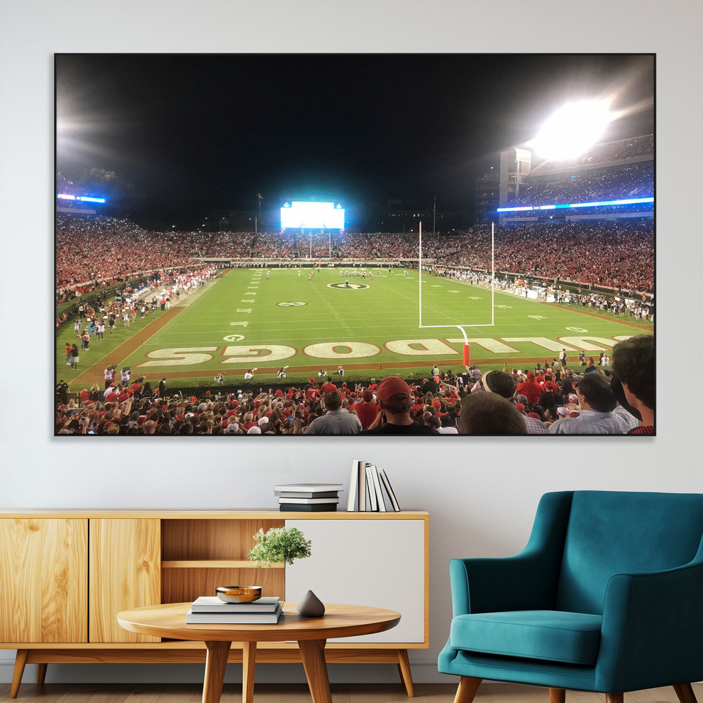 16230786-MGV-CV-36X24-Sanford Stadium Wall Art – Georgia Bulldogs Football Night Game Canvas Print, College Sports Decor for Man Cave, Bar, Office, or