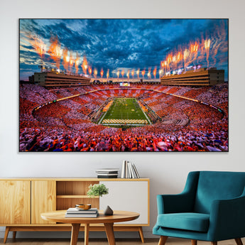 94266219-MGV-CV-36X24-Neyland Stadium Wall Art – Tennessee Volunteers Checkerboard Game Day Canvas Print, College Football Fireworks Decor for Man Cave