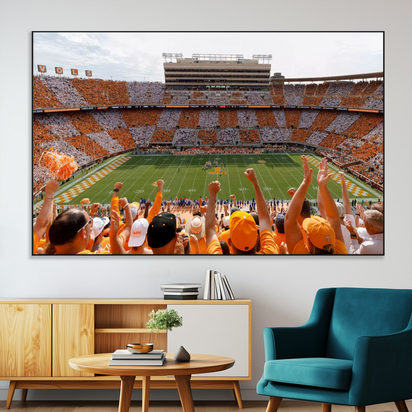 76011417-MGV-CV-36X24-Tennessee Volunteers Wall Art – Neyland Stadium Checkerboard Crowd Canvas Print, Vols Football Game Day Fan Perspective Sports