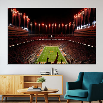 73358115-MGV-CV-36X24-Tennessee Volunteers Wall Art – Neyland Stadium Fireworks Night Game Canvas Print, Vols Football Checkerboard Endzone Sports Decor