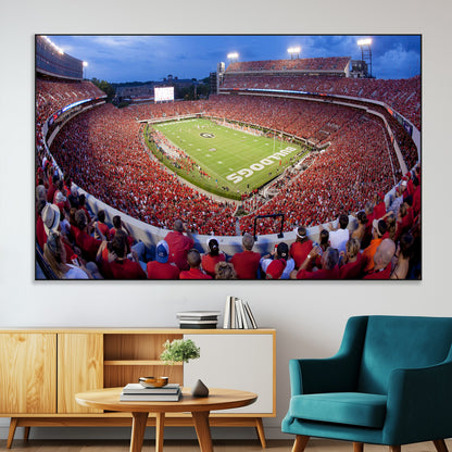 10244378-MGV-CV-36X24-Sanford Stadium Wall Art – Panoramic Georgia Bulldogs Day Game Football Canvas Print, Game Day Crowd Sports Decor for Office, Man