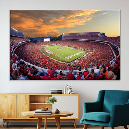 73680988-MGV-CV-36X24-Georgia Bulldogs Stadium Wall Art – Panoramic Football Field Canvas Print, Game Day Decor for Home, Office, Fan Cave, Sports