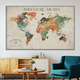 24737989-MGV-CV-36X24-Personalized World Map Wall Art – Colorful Vintage Adventure Travel Map with Custom Names, Unique Wall Decor for Couples,