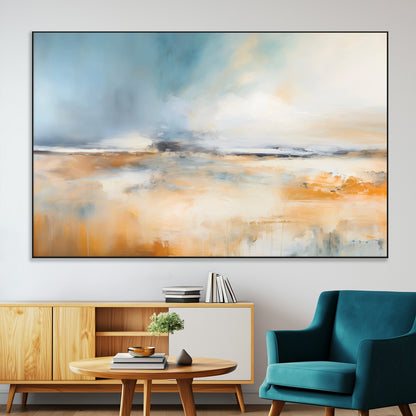 12135-MGV-CV-36X24-Soft Horizon Wall Art Canvas Print, Framed Golden Field Art Picture Print, Dreamy Horizon Perfect Minimalist Earthy Decor Artwork