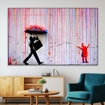 69505-MGV-CV-36X24-Graffiti Girl Wall Art Canvas Print, Framed Urban Contrast Art Picture Print, Vibrant Graffiti Perfect Urban Pop Decor Artwork