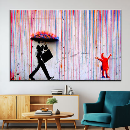 69505-MGV-CV-36X24-Graffiti Girl Wall Art Canvas Print, Framed Urban Contrast Art Picture Print, Vibrant Graffiti Perfect Urban Pop Decor Artwork