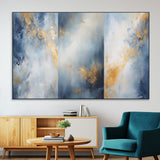41836-MGV-CV-36X24-Abstract Gold Wall Art Canvas Print, Framed Blue Layers Art Picture Print, Elegant Cloud Perfect Elegant Minimalist Decor Artwork