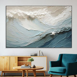 53646-SEG-FC-51X34_Oversize-Ocean Wave Wall Art Canvas Print, Framed Textured Seascape Art Picture Print, Modern Ocean Perfect Minimal Coastal 2/2 Decor