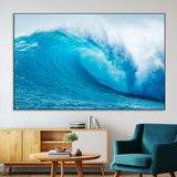 15566-SEG-FC-51X34_Oversize-Ocean Wave Wall Art Canvas Print, Framed Curling Wave Art Picture Print, Vibrant Surf Wave Perfect Coastal Surf Decor Artwork