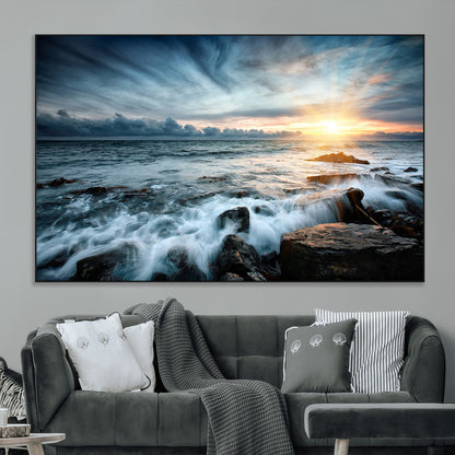 33428-MGV-CV-36X24-Ocean Sunrise Wall Art – Serene Seascape Canvas Print, Coastal Home or Office Decor, Perfect for Living Room, Bedroom, or Study