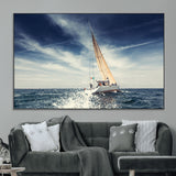 75430-MGV-CV-36X24-Sailing Boat Wall Art – Dynamic Ocean Yacht Canvas Print, Nautical Decor for Living Room, Office, Beach House or Cabin