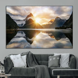 78842-MGV-CV-36X24-Sunrise Mountain Reflection Wall Art – Stunning Nature Landscape Canvas Print for Home, Office, Living Room or Relaxing Space