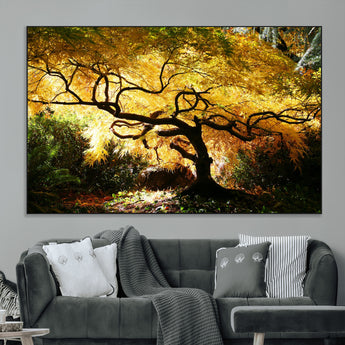 19067-MGV-CV-36X24-Golden Canopy Wall Art – Panoramic Autumn Tree Canvas Print, Warm Seasonal Decor for Living Room, Office or Garden Space