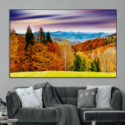 58007-MGV-CV-36X24-Autumn Mountain Landscape Wall Art – Stunning Fall Forest Canvas Print, Cozy Nature Decor for Home or Office