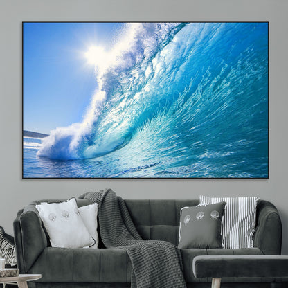 37494-MGV-CV-36X24-Ocean Wave Canvas Art – Stunning Blue Wave Photography, Coastal Wall Decor for Living Room, Bedroom or Office