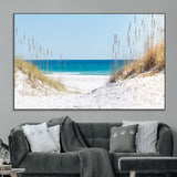 58498-MGV-CV-36X24-White Sandy Beach Wall Art – Panoramic Coastal Canvas Print, Ocean View Decor for Living Room, Bedroom, Office, Relaxing Seaside