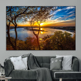 71863-MGV-CV-36X24-Lake Sunset Wall Art – Scenic Nature Canvas Print with Trees and Golden Sky, Serene Landscape Decor for Living Room, Bedroom or