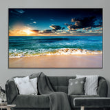 88985-MGV-CV-36X24-Ocean Sunset Wall Art – Tranquil Beach Waves Canvas Print, Coastal Seascape Decor for Living Room or Office