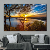 66839-MGV-CV-36X24-Lake Sunset Wall Art – Golden Hour Canvas Print with Trees and Water Reflection, Scenic Landscape Photography for Living Room,