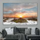 91064-MGV-CV-36X24-Beach Sunset Wall Art – Coastal Sand Dunes and Ocean Horizon Canvas Print, Seaside Landscape Wall Decor for Living Room, Bedroom