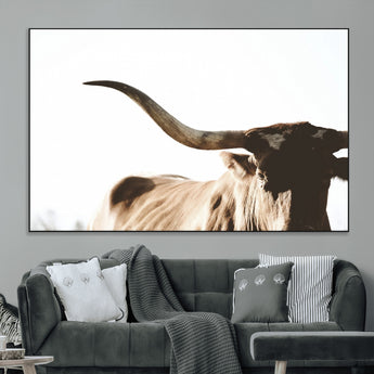 35866-SEG-FC-51X34_Oversize_Oversize-Texas Longhorn Wall Art – Rustic Western Bull Canvas Print, Farmhouse Animal Photography Decor for Living Room, Office, or Ranch