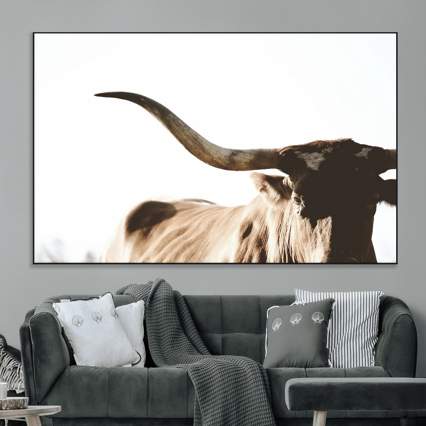 35866-MGV-CV-36X24-Texas Longhorn Wall Art – Rustic Western Bull Canvas Print, Farmhouse Animal Photography Decor for Living Room, Office, or Ranch