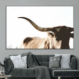 35866-MGV-CV-36X24-Texas Longhorn Wall Art – Rustic Western Bull Canvas Print, Farmhouse Animal Photography Decor for Living Room, Office, or Ranch