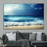 84116-MGV-CV-36X24-Ocean Wave Wall Art – Blue Sea and Beach Canvas Print, Coastal Seascape Photography Artwork for Living Room, Bedroom, or Office