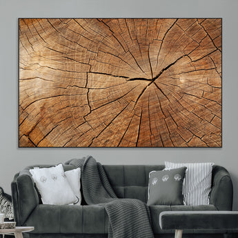 61710-MGV-CV-36X24-Tree Rings Wall Art – Rustic Wood Grain Canvas Print of Tree Trunk Cross Section, Nature Inspired Decor for Cabin, Office, Living