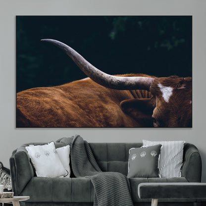 55197-MGV-CV-36X24-Texas Longhorn Wall Art – Rustic Western Bull Horn Canvas Print and Farmhouse Country Animal Decor for Living Room, Office or