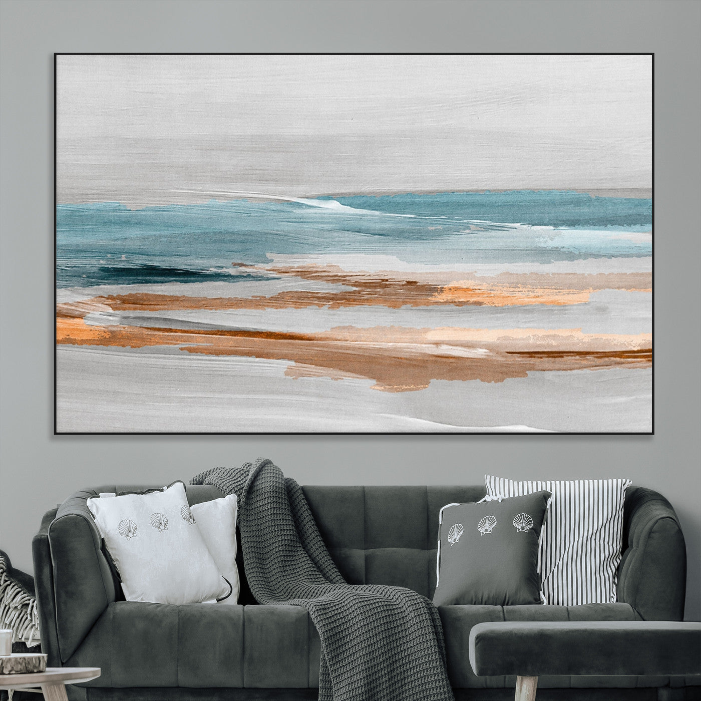 23430-MGV-CV-36X24-Abstract Coastal Wall Art – Modern Ocean Horizon Canvas Print, Minimalist Beach Scene Painting for Bedroom, Living Room, Office or
