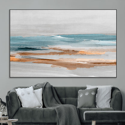 23430-MGV-CV-36X24-Abstract Coastal Wall Art – Modern Ocean Horizon Canvas Print, Minimalist Beach Scene Painting for Bedroom, Living Room, Office or
