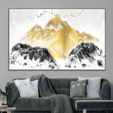 37733-MGV-CV-36X24-Golden Mountain Wall Art – Modern Abstract Landscape Canvas Print with Birds, Luxury Nature Decor for Living Room, Bedroom, or